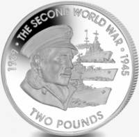 (2019) Монета Британская терр в Инд океане 2019 год 2 фунта "2-я Мировая война. Флот"  Серебро Ag 99